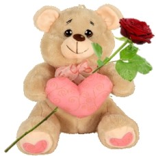 Teddy bear with pink heart approx. 30 cm (Teddy bear approx. 30 cm light brown with pink heart)